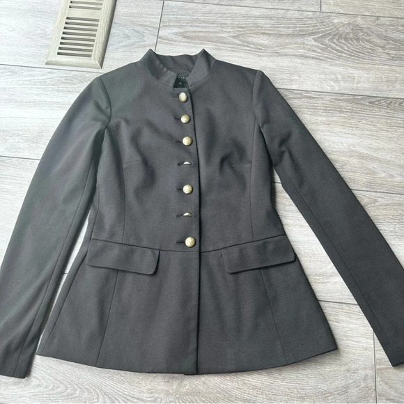 Tobias Black Military Style Button Down  Fitted Blazer - Picture 4 of 16